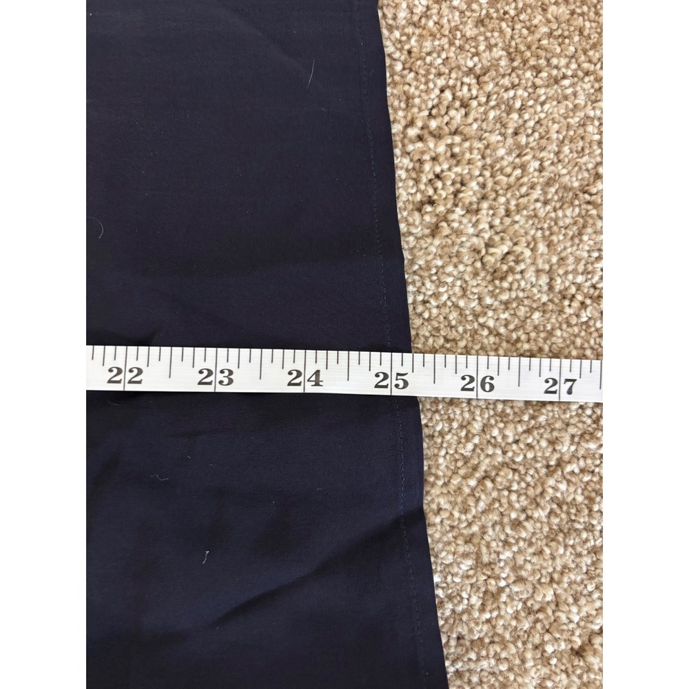 Vintage Anne Klein II Silk Blouse 6 Navy Short Sleeve Minimalist Professional - Picture 6 of 7